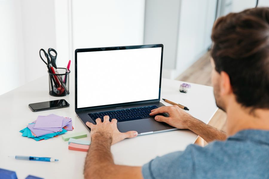 Job seeker searching on a laptop